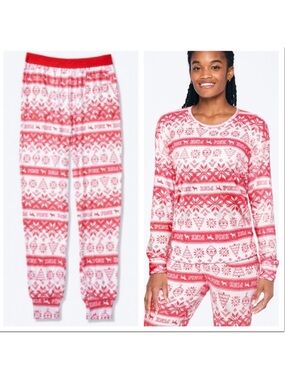 Victoria’s Secret Pink Red Fair Isle Holiday Pajama Set M/L